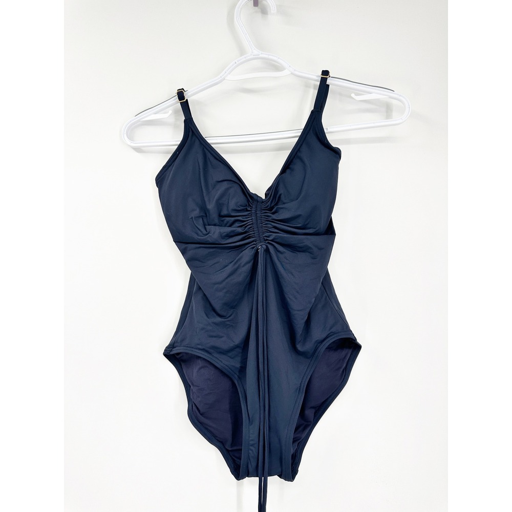 Vince Camuto Swimsuit 4 Midnight‎ Navy Blue Ruched One Piece V09731